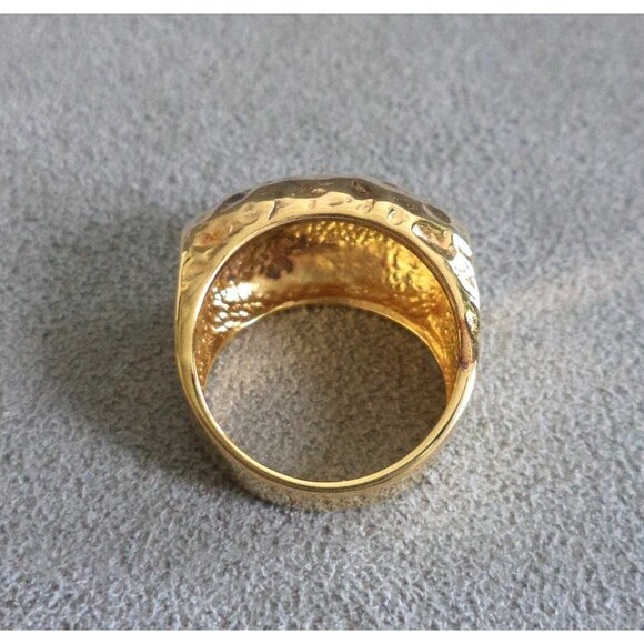 VERONESE 18k Gold Vermeil STERLING NECKLACE + RING SET Etrusca - Hammered -Italy - Picture 9 of 13